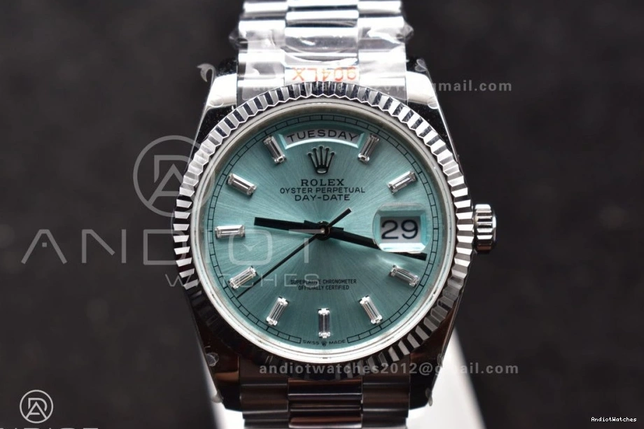 V5 vr3255 QF with Light (Gain Steel Weight) Diamond Bracelet 904L on Blue SS President Best 36 Edition Stick DayDate 682 NewStyle Dial 0426